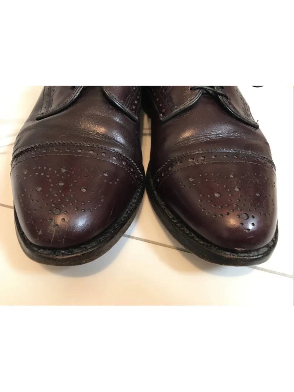 Allen Edmonds Burgundy Leather Lexington Cap Toe Lace Up Oxford Shoes 6.5